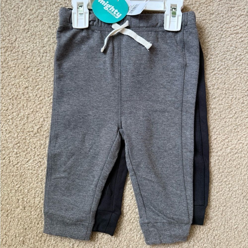 Mighty goods baby boy Gray and Black Jogger Pants size 12M 2 piece